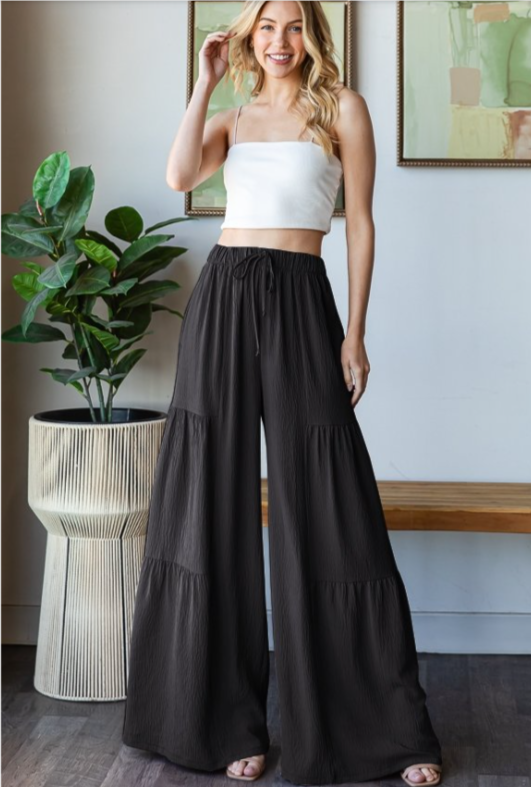 Fluttery Black Wide Leg Pants
