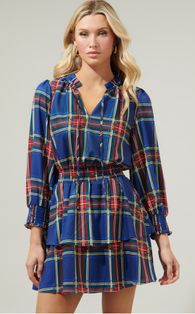 Plaid Clifton Double Ruffle Dress