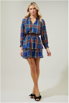 Plaid Clifton Double Ruffle Dress