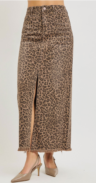 Leopard Slit Skirt