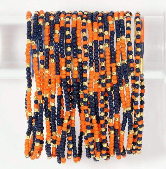 Game Day Sea Bead Stretch Bracelet