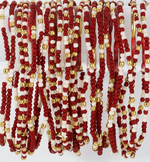 Game Day Sea Bead Stretch Bracelet