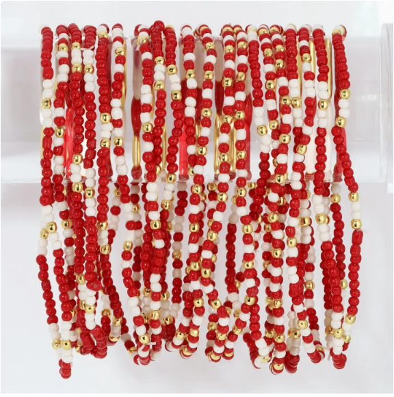 Game Day Sea Bead Stretch Bracelet