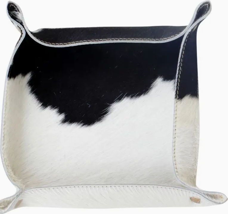 Square Cowhide Leather Tray