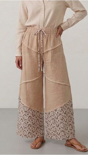 Wide Leg Floral Gauze Pants
