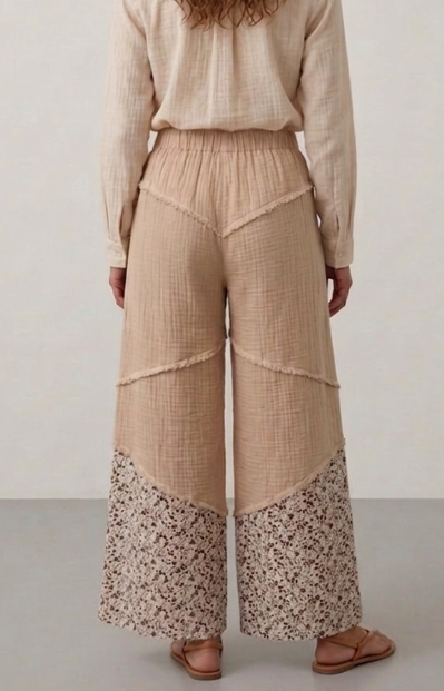 Wide Leg Floral Gauze Pants