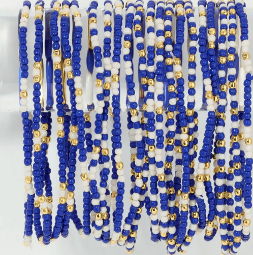 Game Day Sea Bead Stretch Bracelet