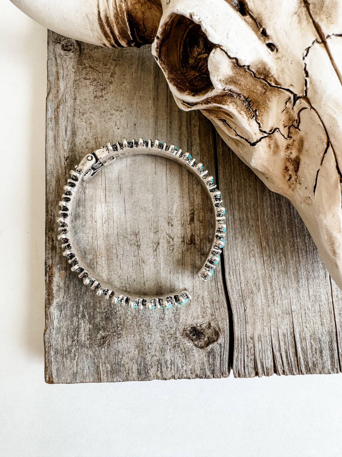Oval Stone Hinge Bangle Bracelet