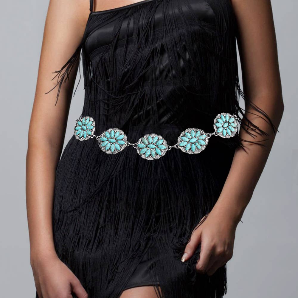 Western Turquoise Concho Belt