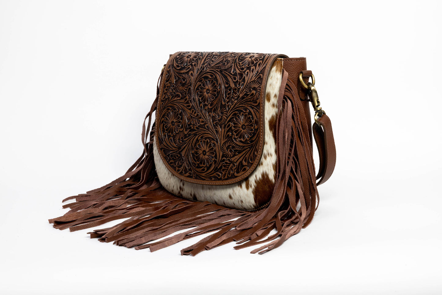 Brown Western Saddle Purse with Fringe