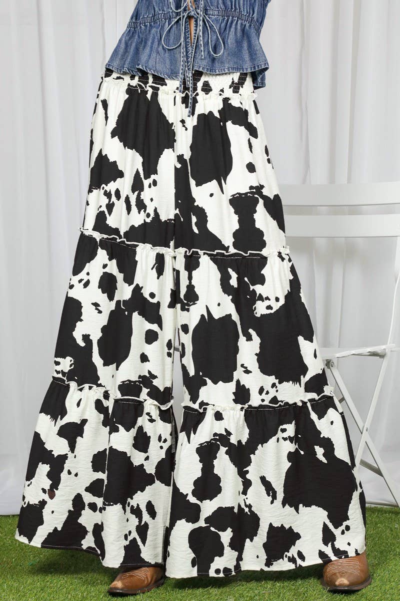 Cow Print Wide Leg Pants