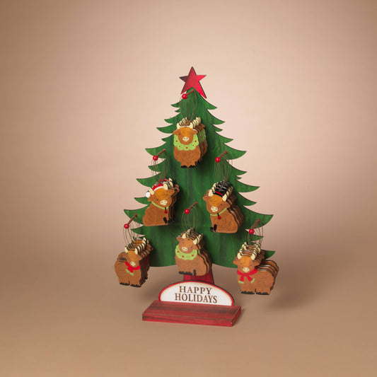 Highland Cow Wood Ornament