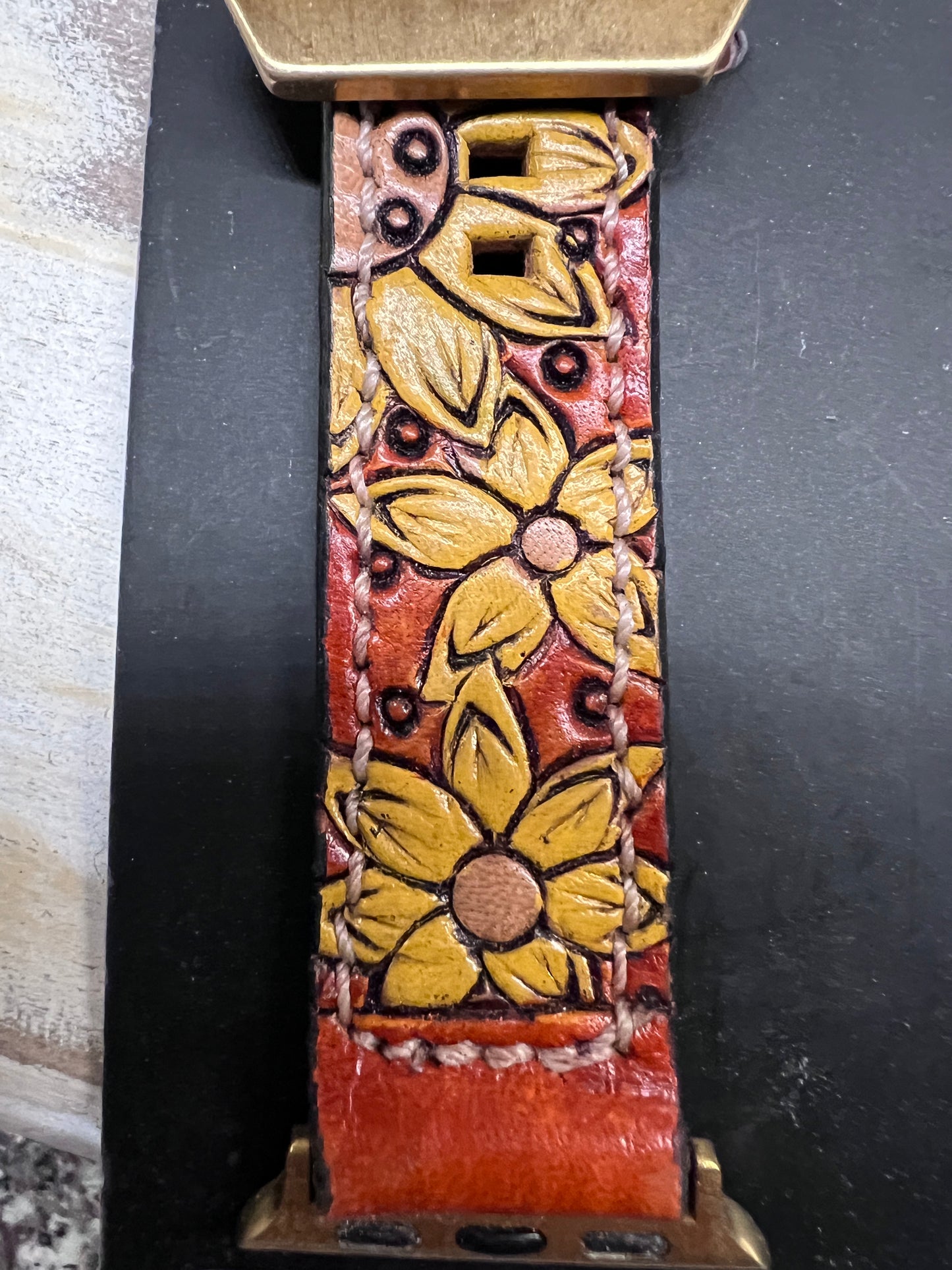 Leather Tooled Apple Watch Band