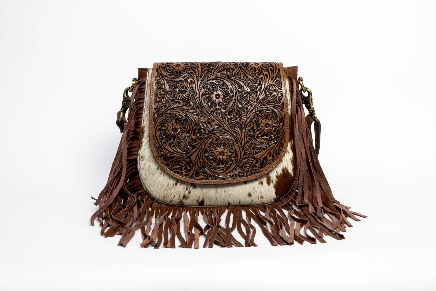 Brown Western Saddle Purse with Fringe