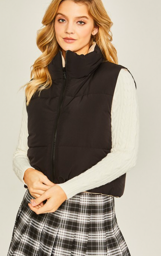 Woven Reversible Puffer Vest