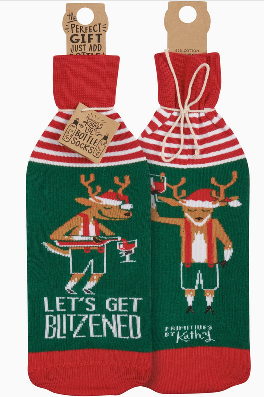 Let's Get Blitzened Wine Sock