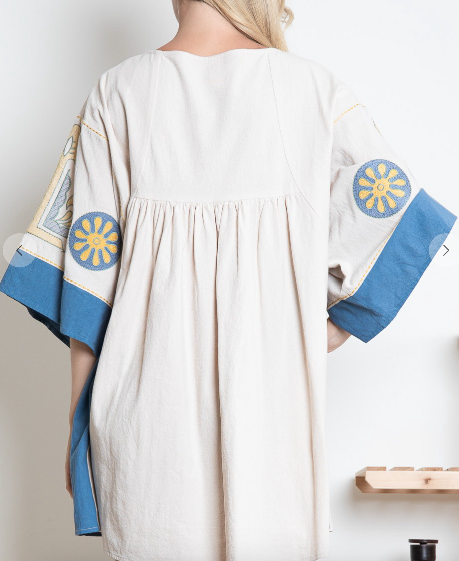 Boho Embroidered Babydoll Dress