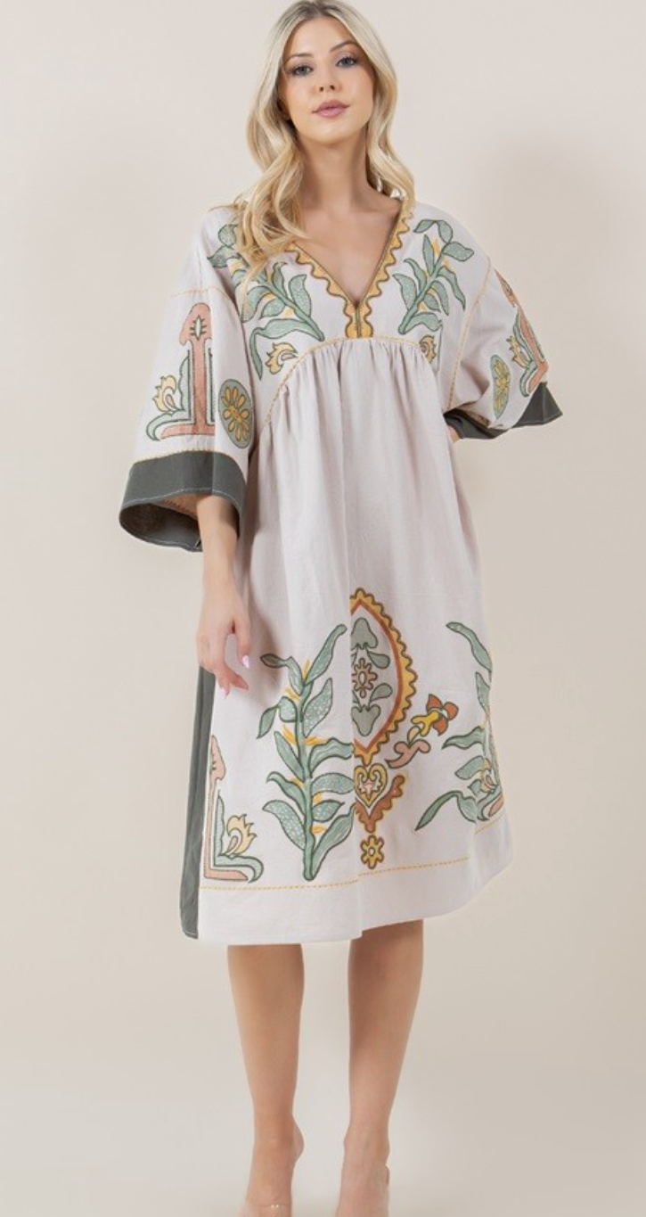 Boho Embroidered Long Dress