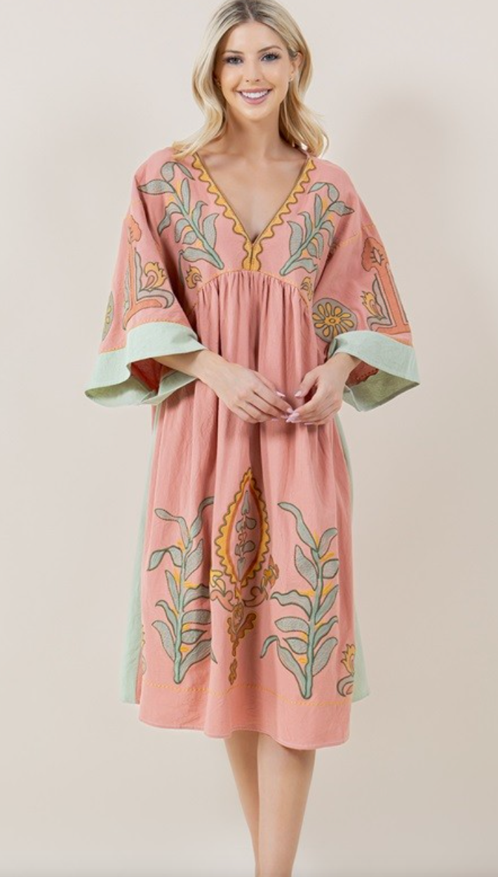 Boho Embroidered Long Dress