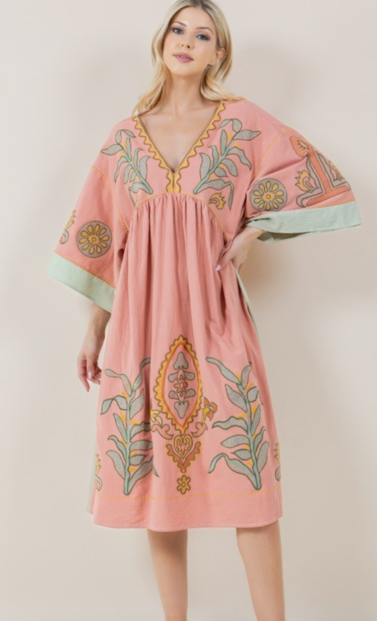 Boho Embroidered Long Dress