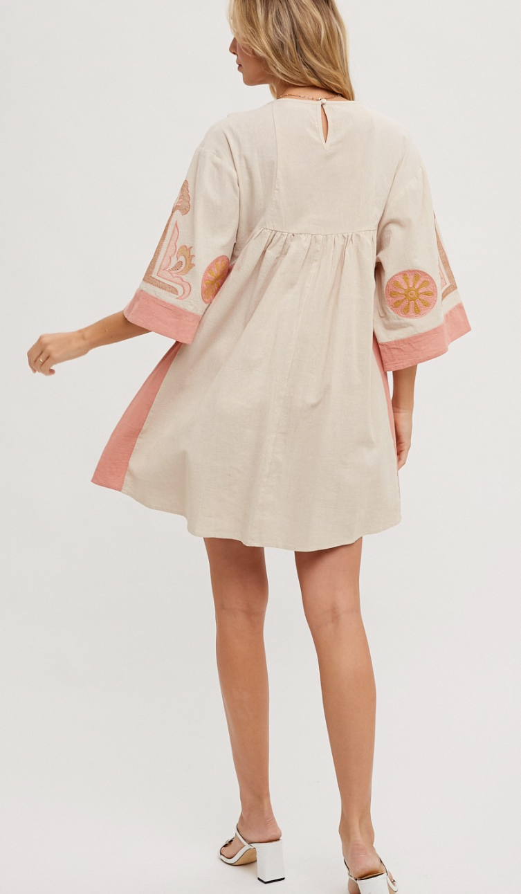 Boho Embroidered Babydoll Dress
