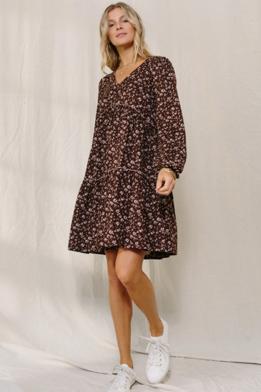 Brown Floral Dress