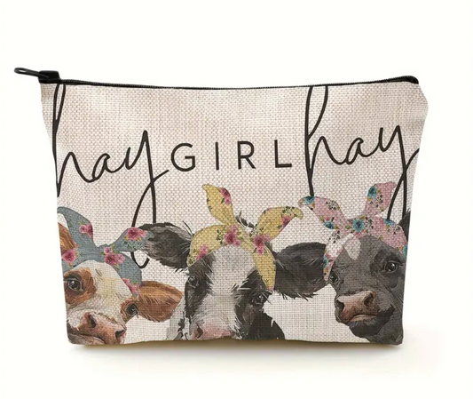 Canvas Cow Zipper Pouch