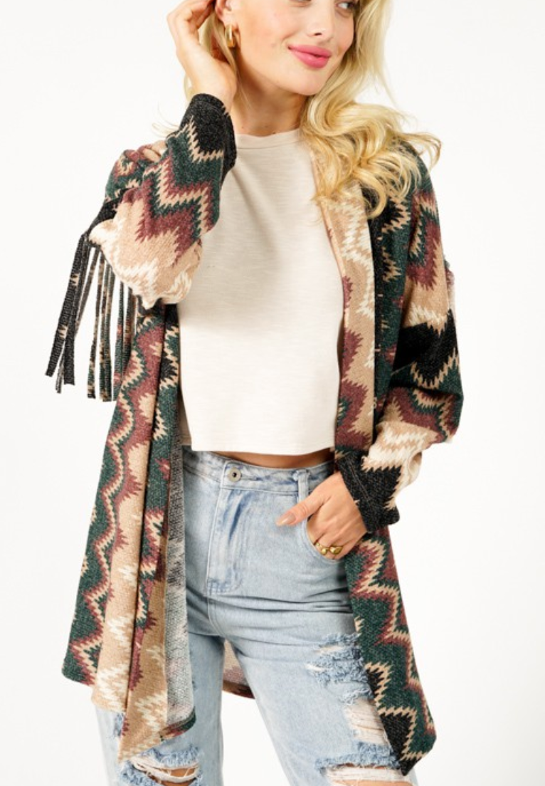 Fringe Aztec Cardigan