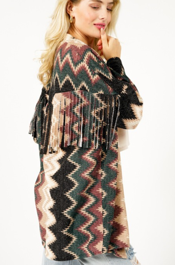 Fringe Aztec Cardigan