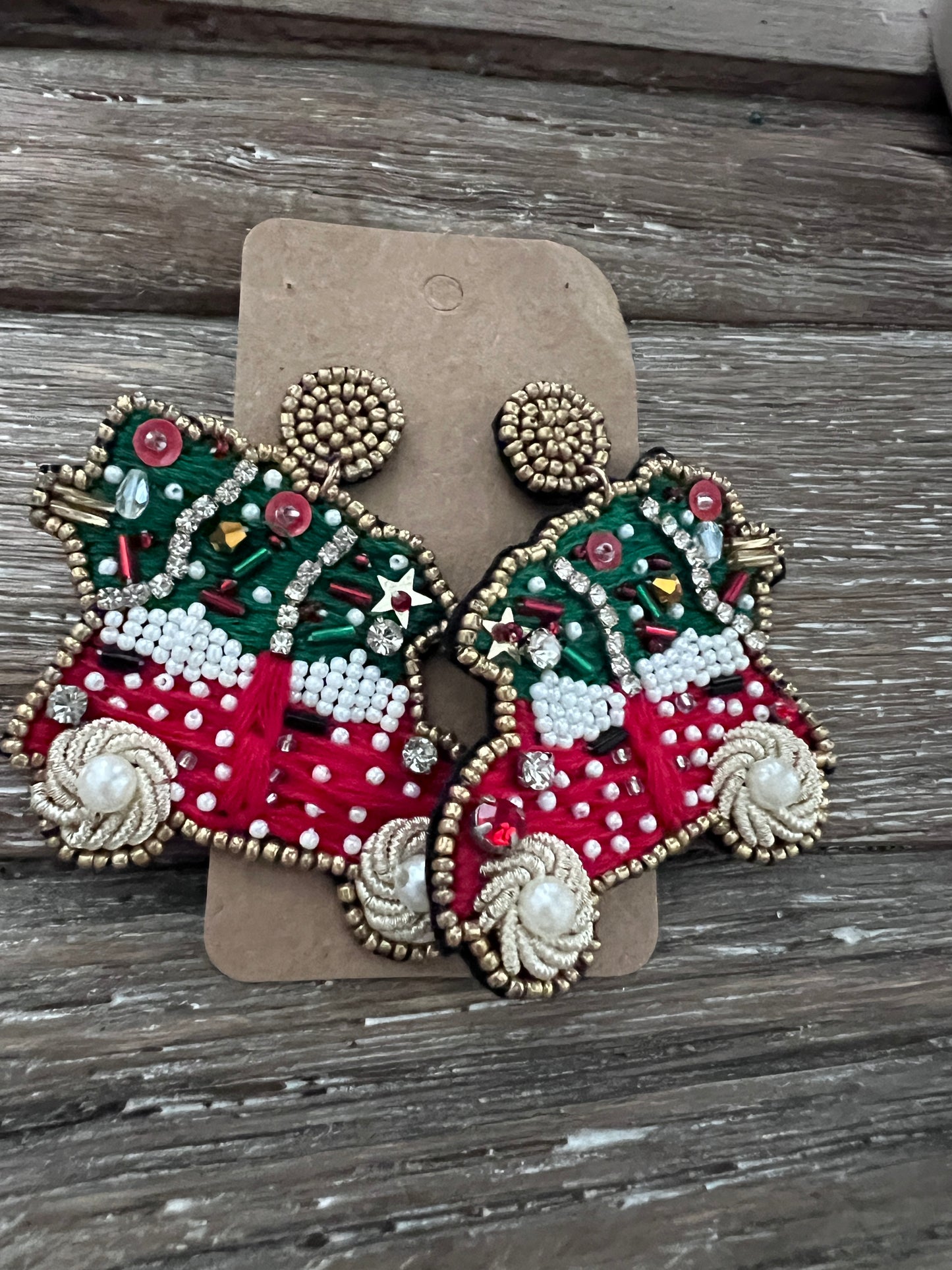 Christmas Truck/Tree Sea Bead Earrings