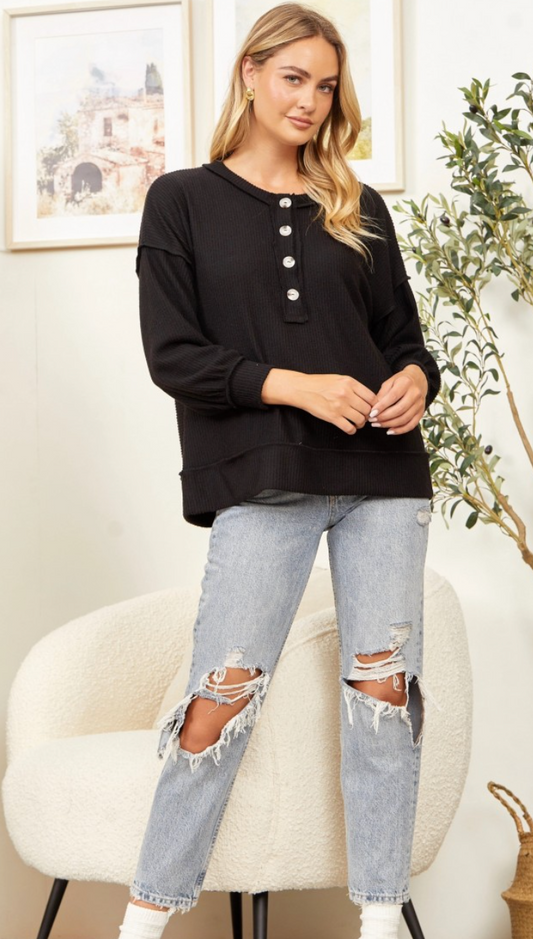 Classic Black Henley Top