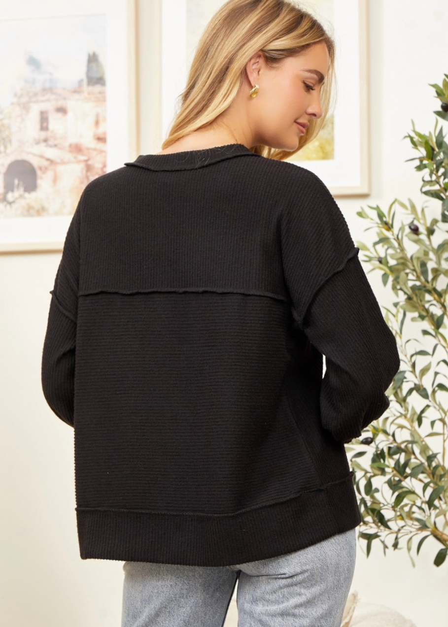 Classic Black Henley Top