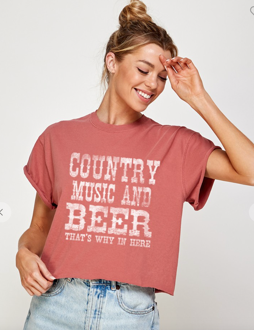 Country Music & Beer Crop Tee