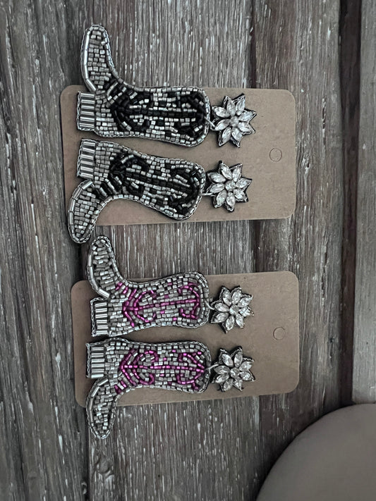 Sea Bead Cowboy Boot Earrings