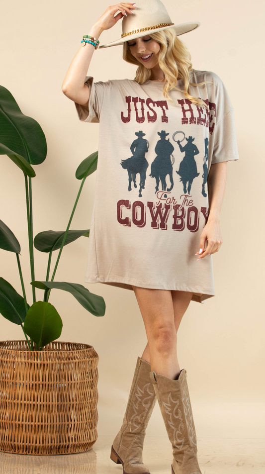 Just Here For The Cowboys T-Shirt Dress