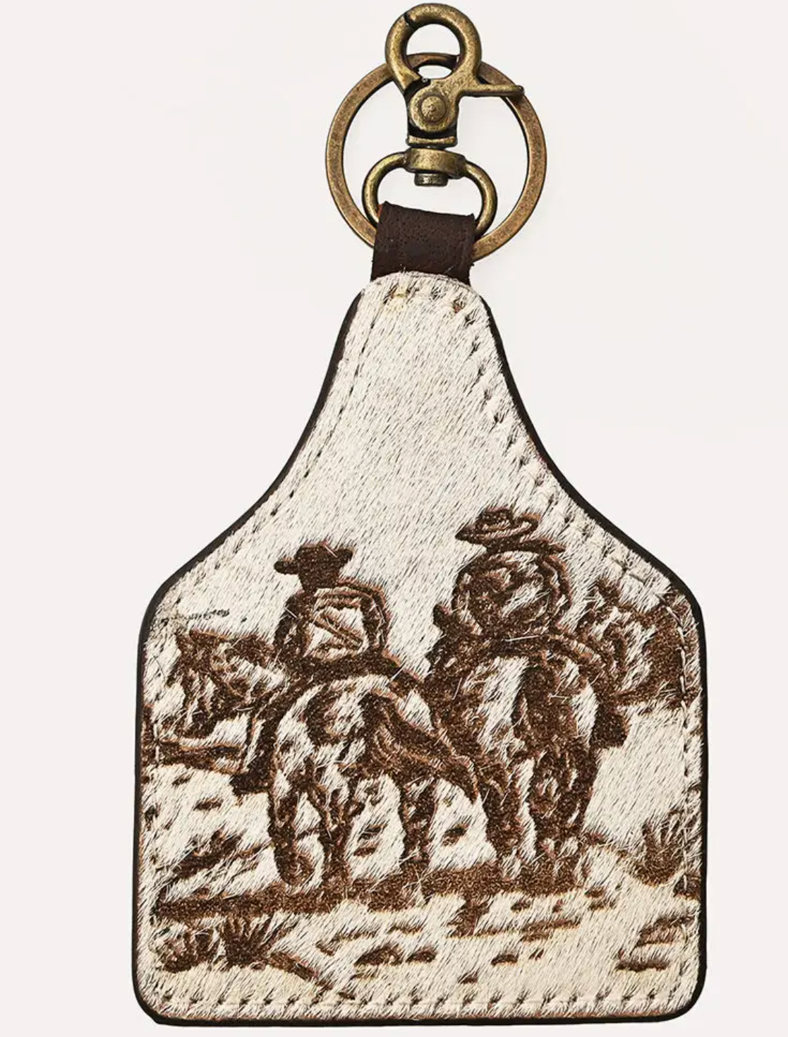 Cowboys Ride Cowhide Keyring