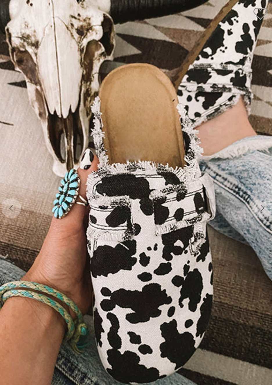 Cow Print Canvas Slip On Shoes