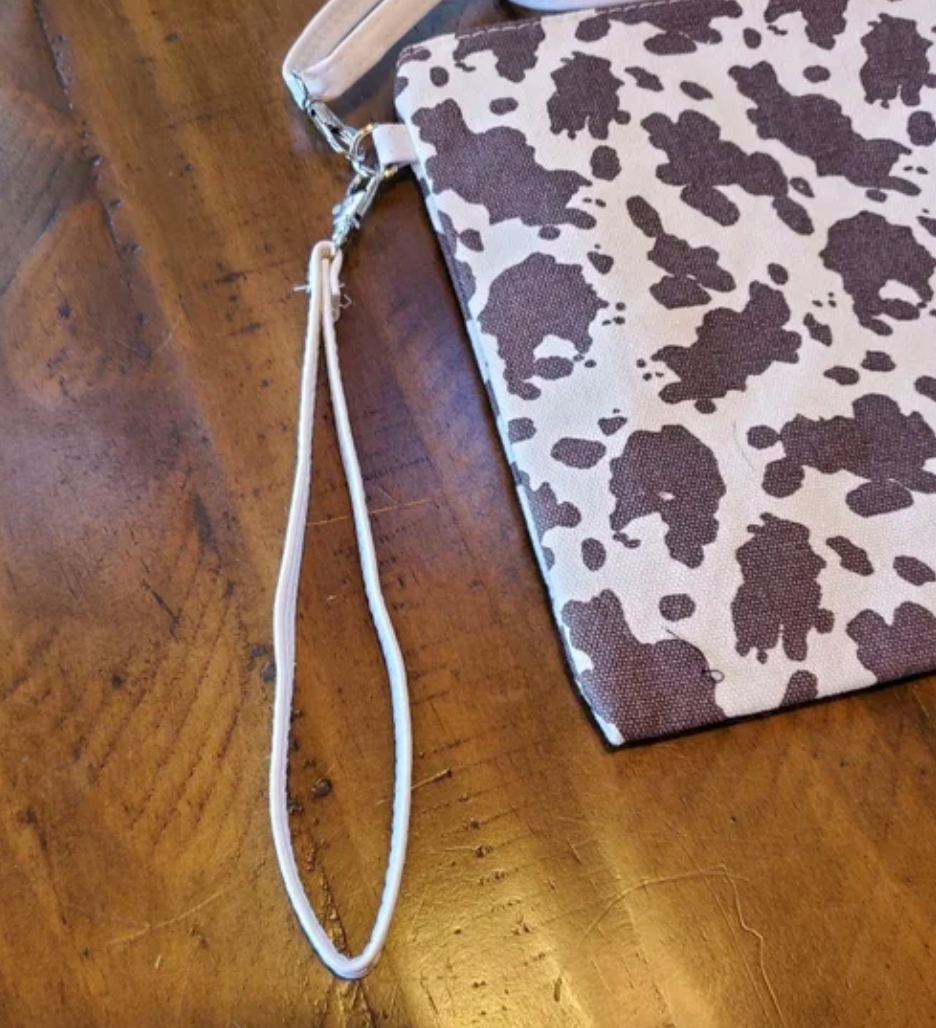 Canvas Cow Print Crossbody Bag