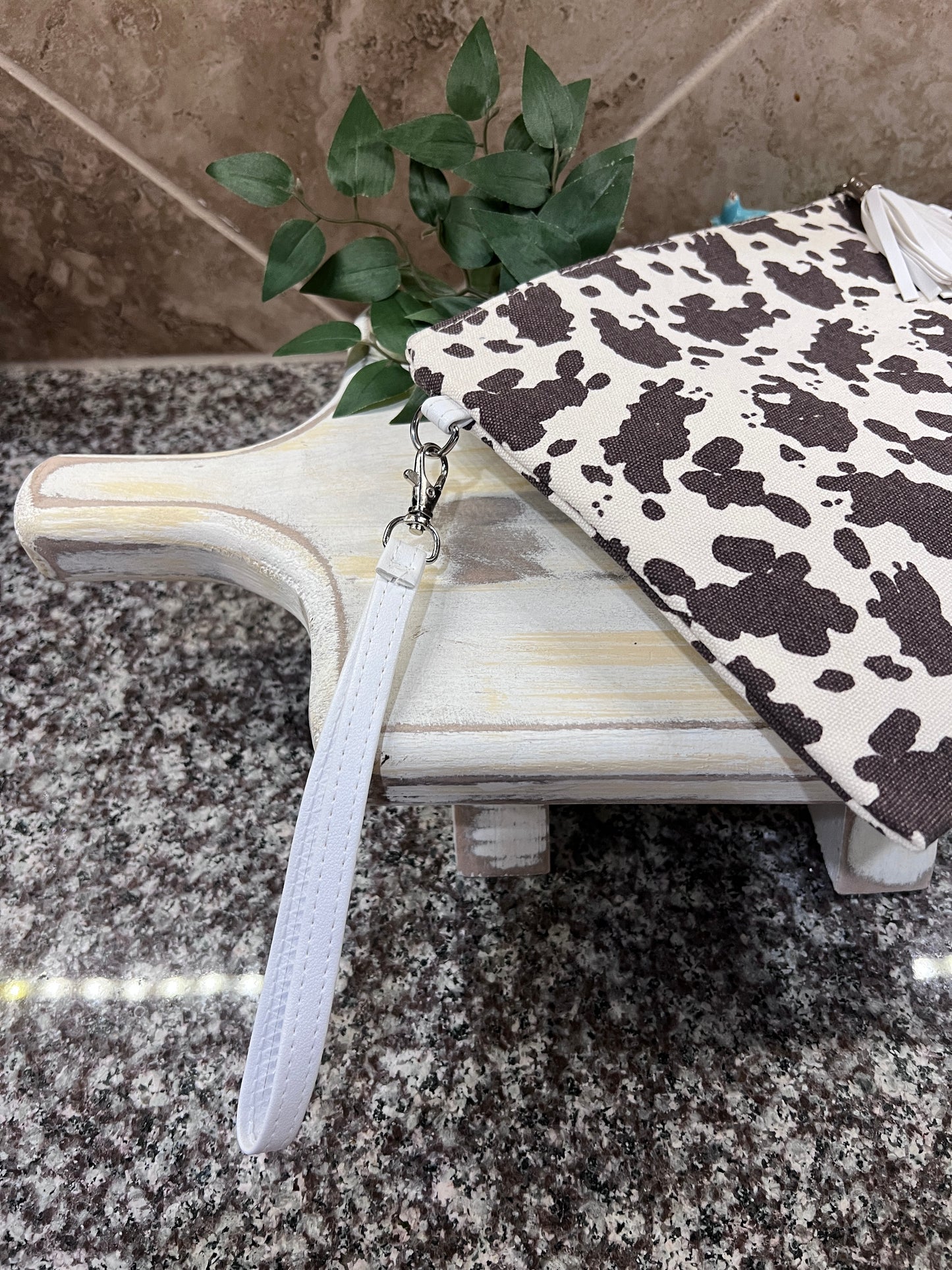 Canvas Cow Print Crossbody Bag