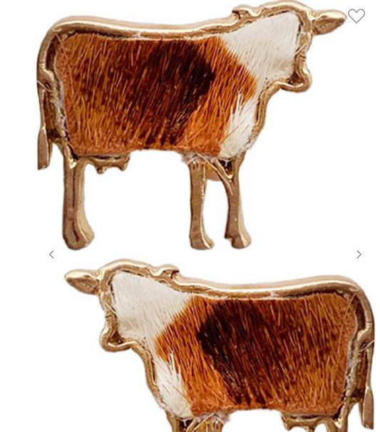 Cowhide Cow Earrings