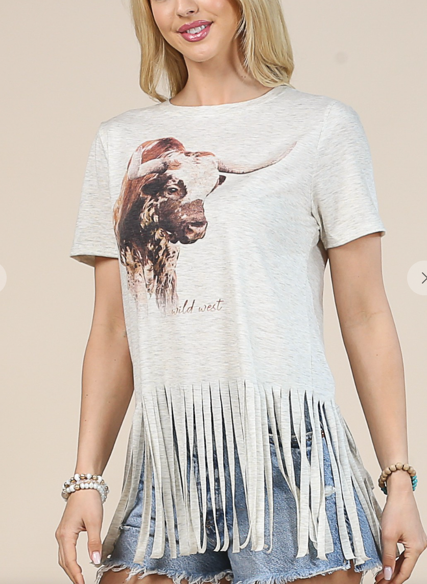 Fringe Cow Top