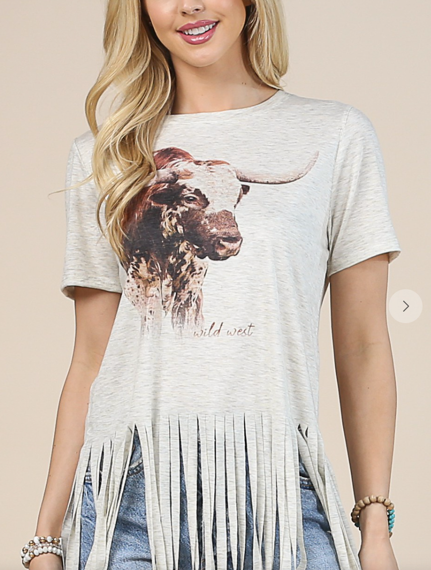 Fringe Cow Top