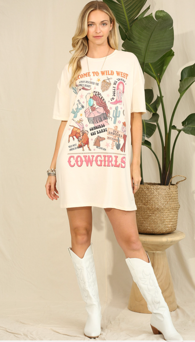 Western Cowgirl T-Shirt Dress