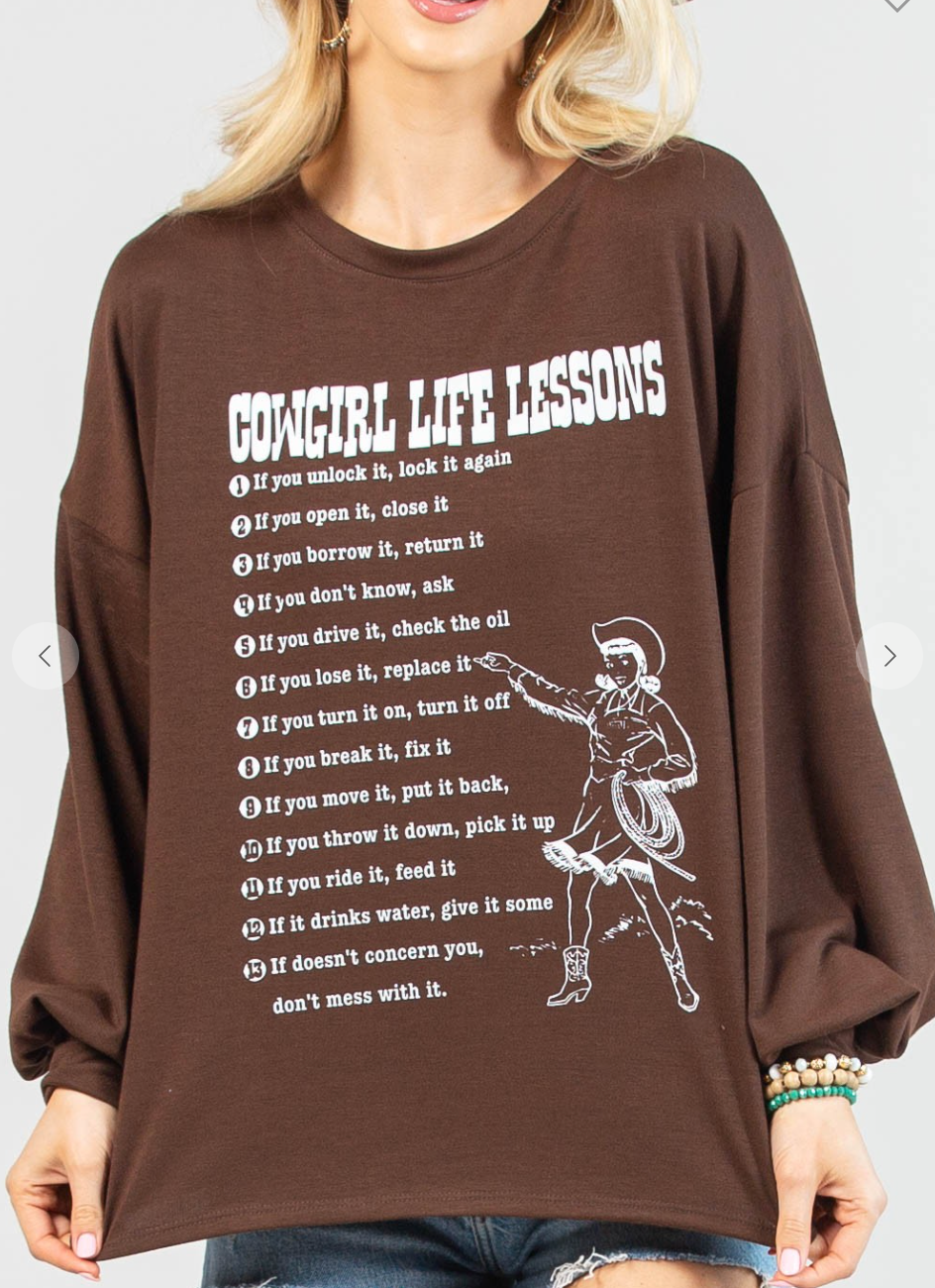 Cowgirl Life Lessons L/S Top