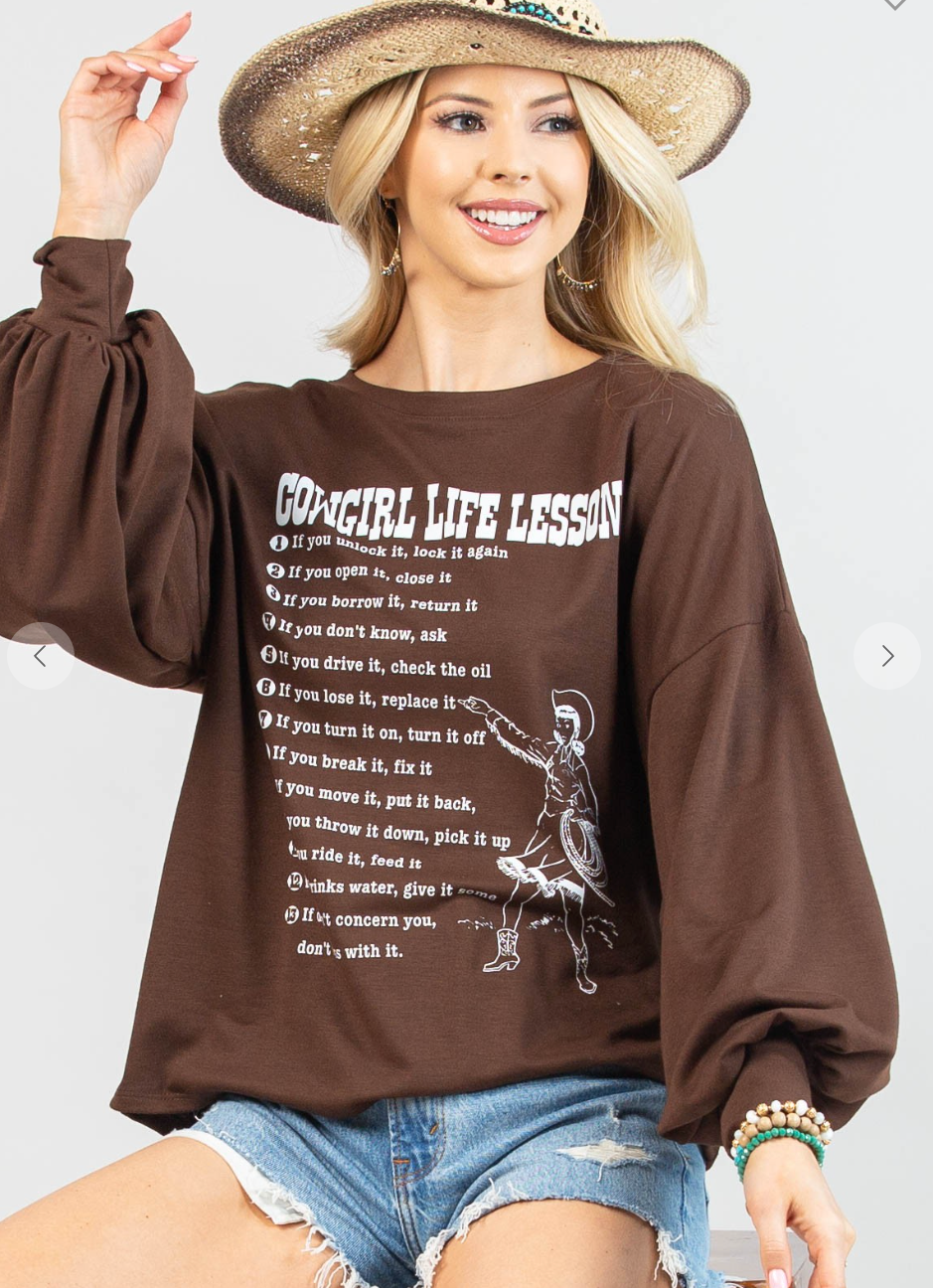 Cowgirl Life Lessons L/S Top