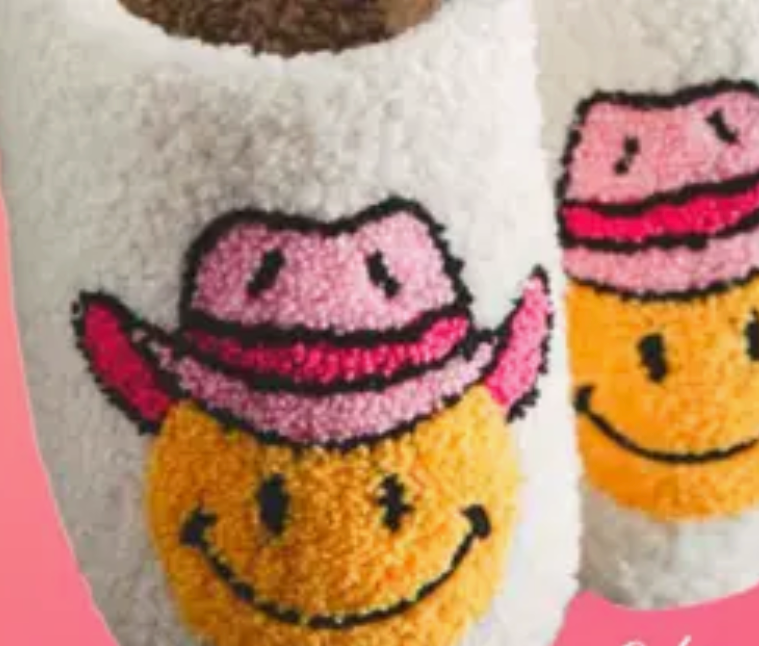 Cowgirl Smiley Face Slippers