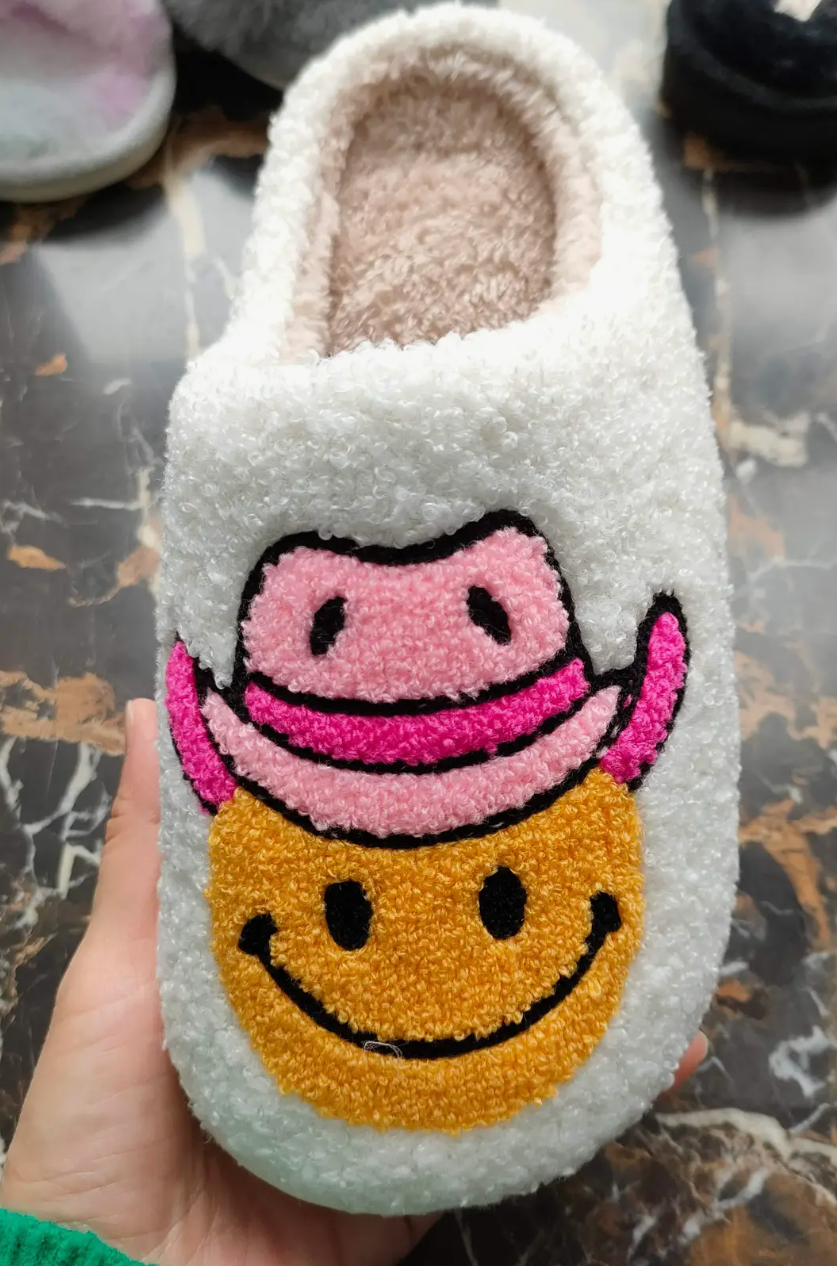 Cowgirl Smiley Face Slippers