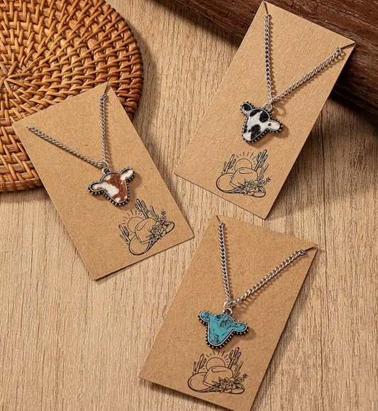 Western Cow Head Necklace