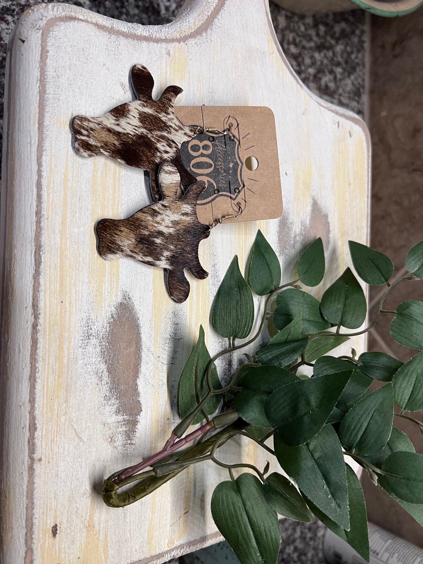 Leather Cow Earrings