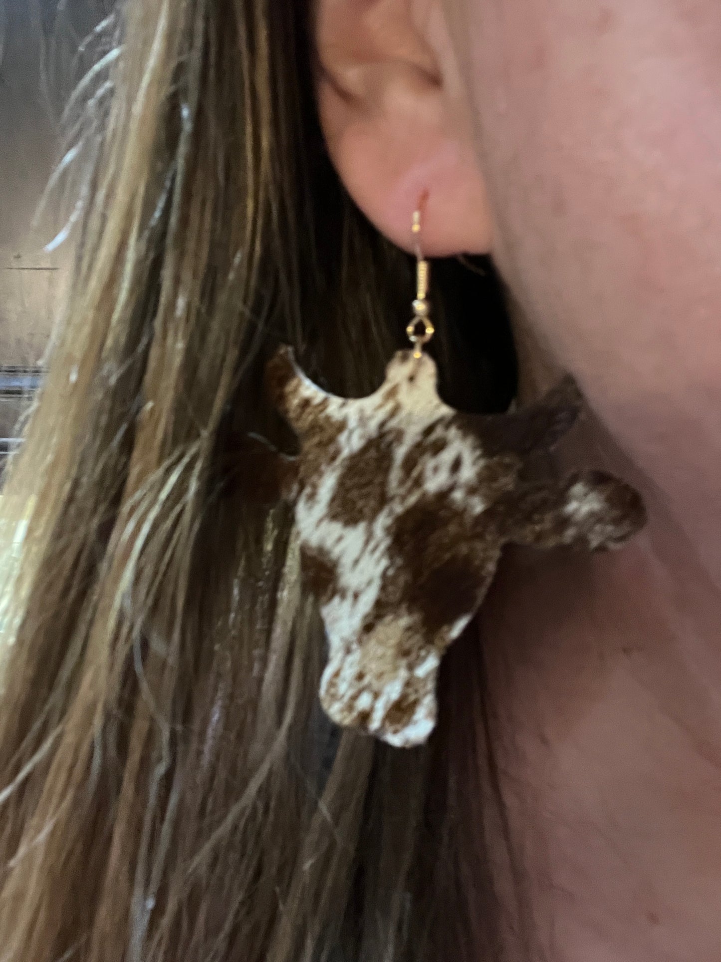 Leather Cow Earrings